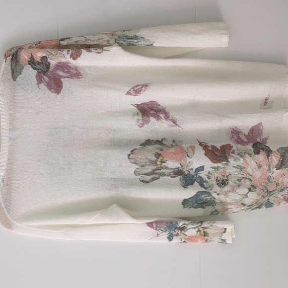 J Jill Linen blend v neck lightweight Boho Pullover Coastal floral print M - Picture 6 of 6